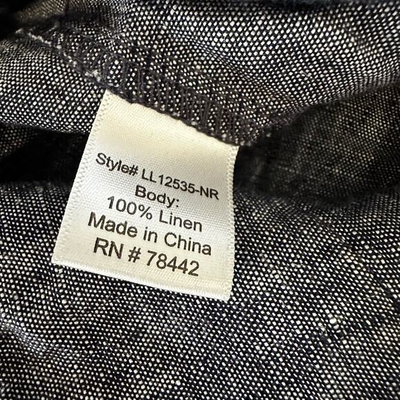 Women's Allen Allen Navy Blue 100% Linen Cuffed Ankle Crop Drawstring Pants- S - Picture 7 of 8